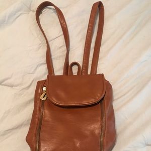 Faux leather brown backpack